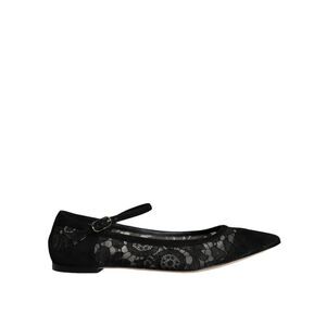 Dolce & Gabbana Black Taormina Lace Bellucci Flats Women's Shoes